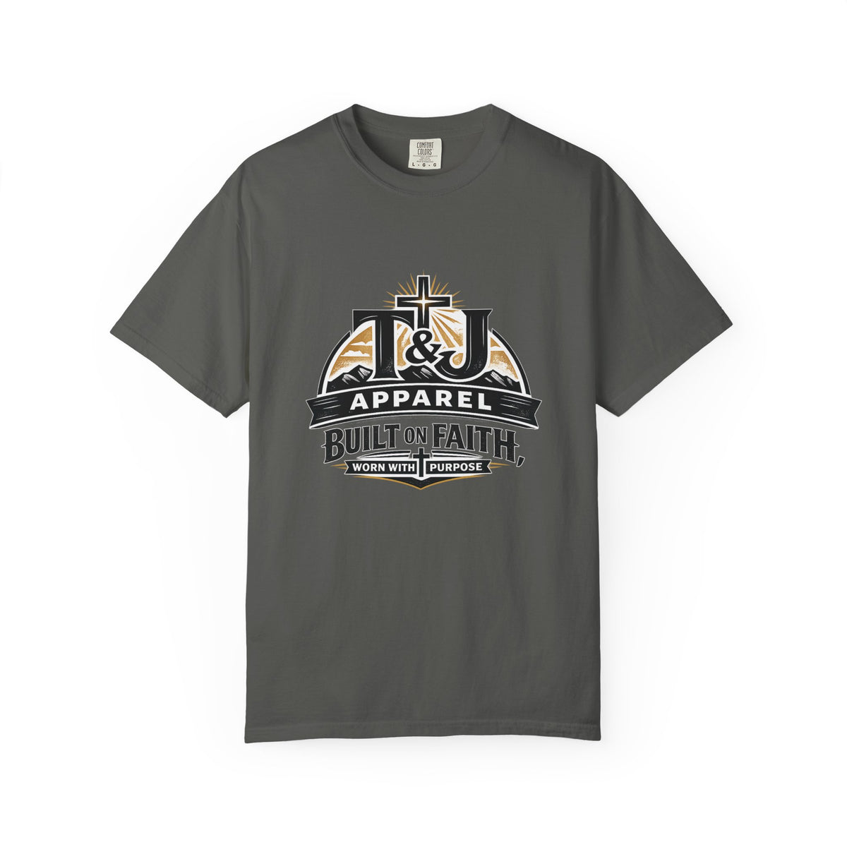 T&J Apparel Built on Faith T-Shirt | Christian Cross Logo Tee