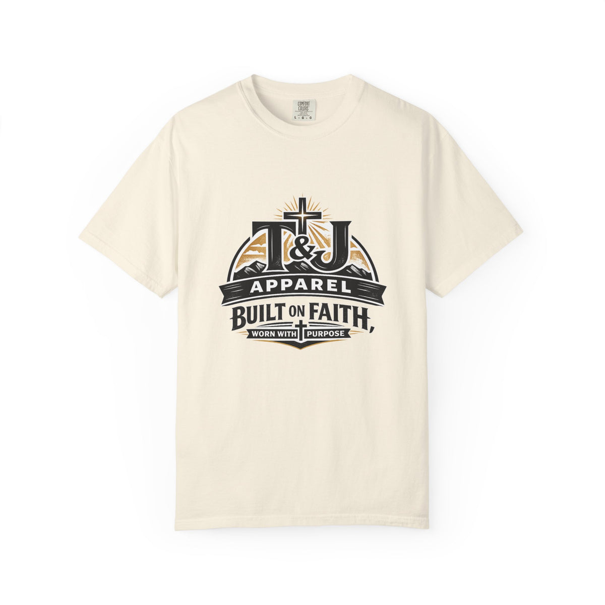 T&J Apparel Built on Faith T-Shirt | Christian Cross Logo Tee