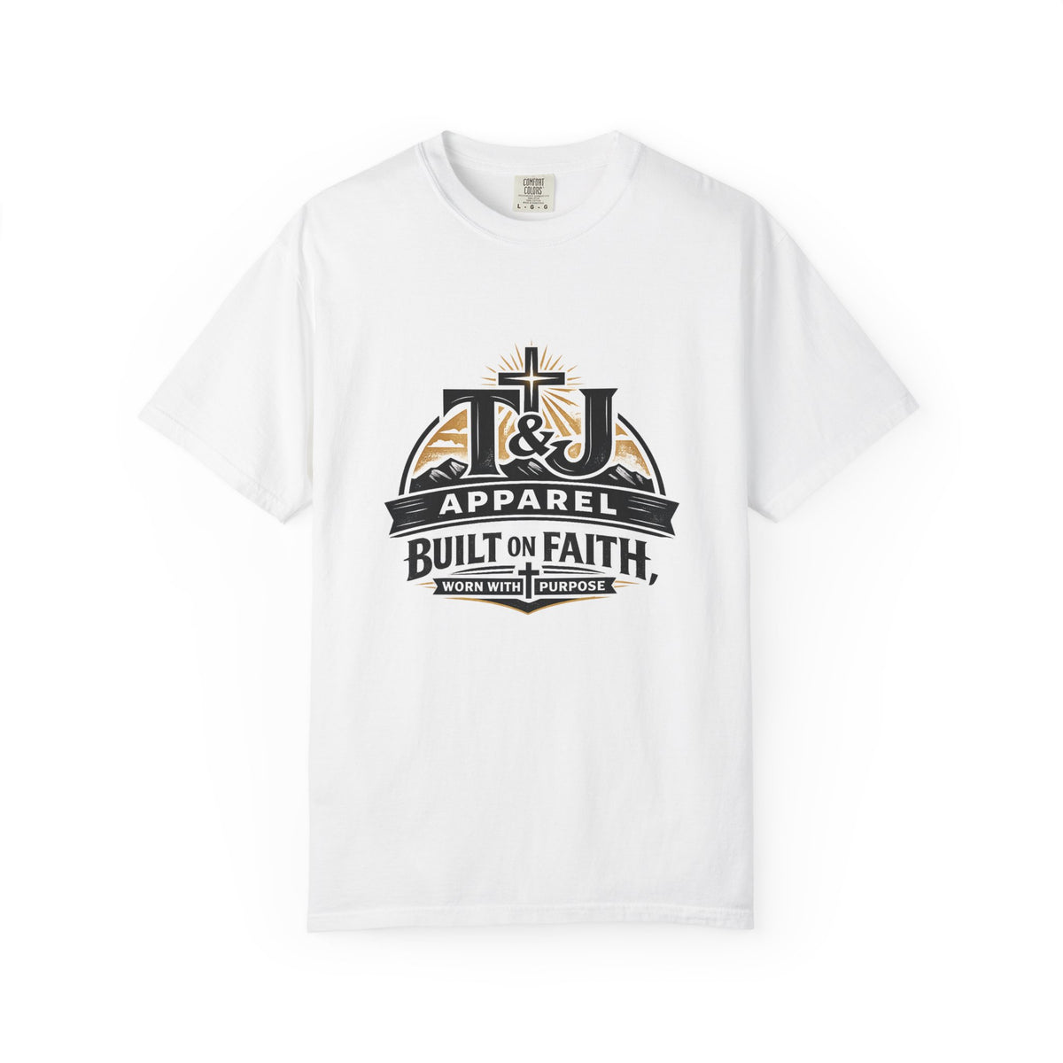 T&J Apparel Built on Faith T-Shirt | Christian Cross Logo Tee