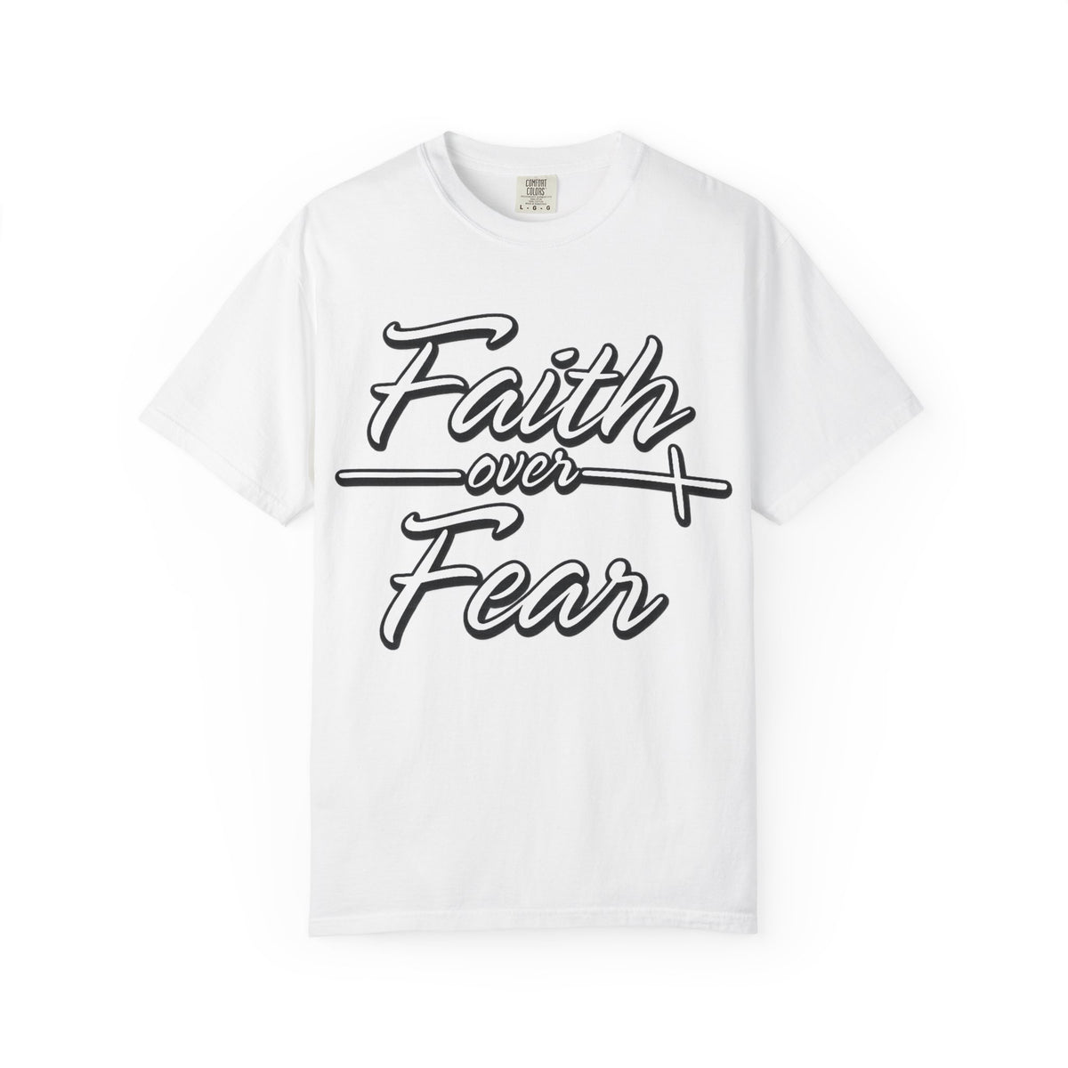 Faith Over Fear T-shirt | Script Cross Typography