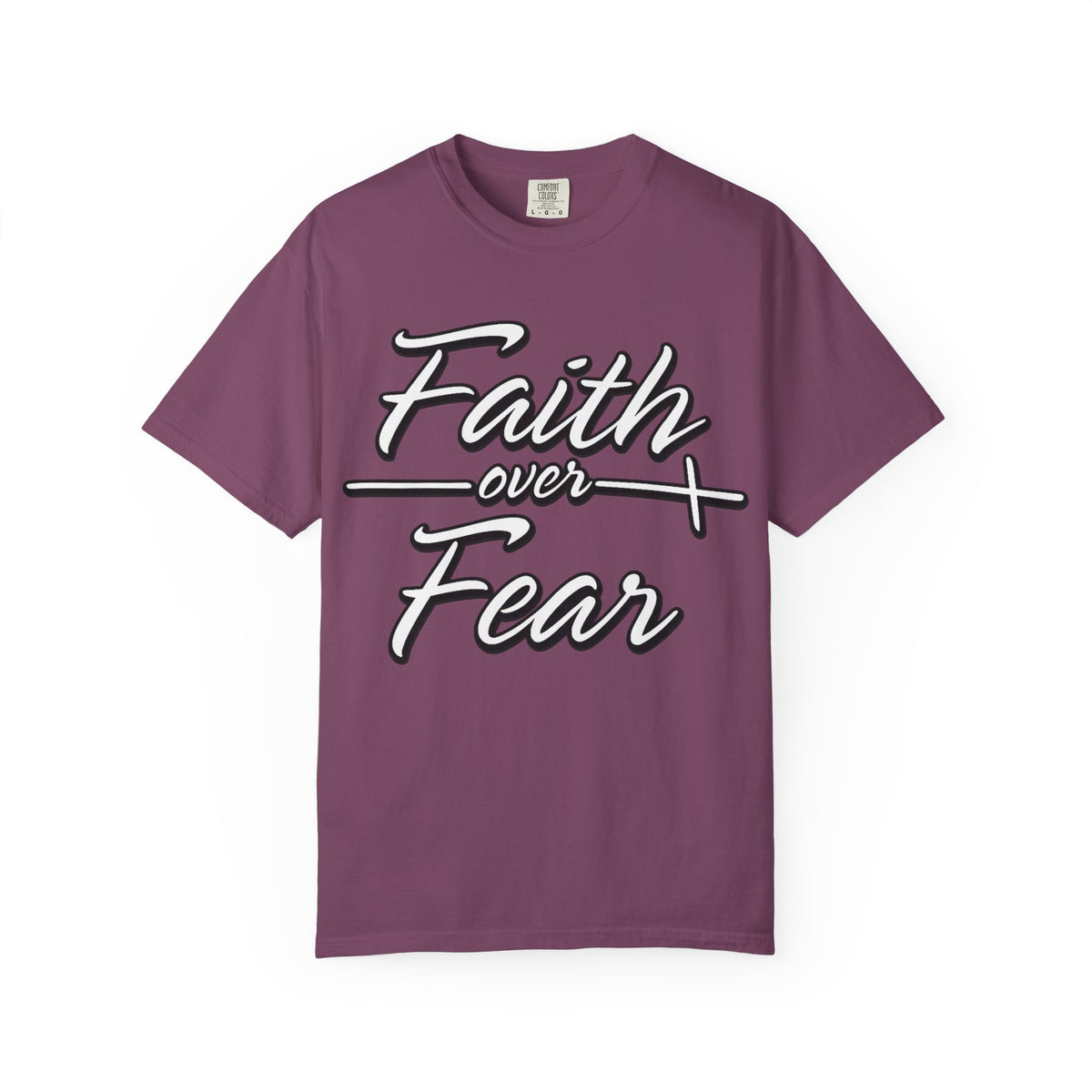 Faith Over Fear T-shirt | Script Cross Typography