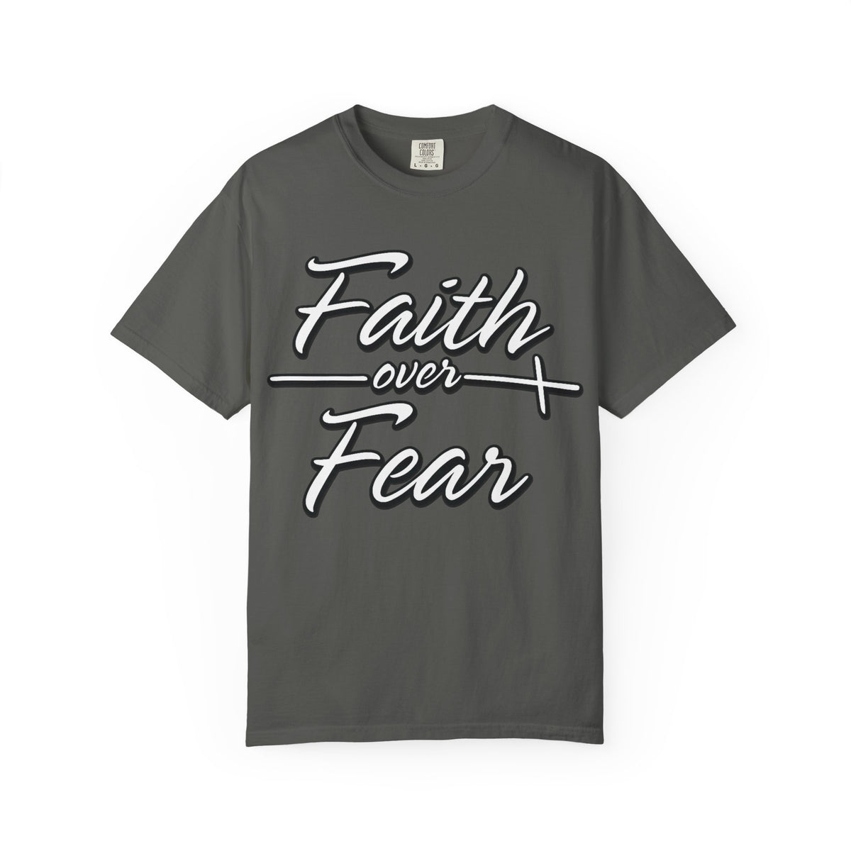 Faith Over Fear T-shirt | Script Cross Typography