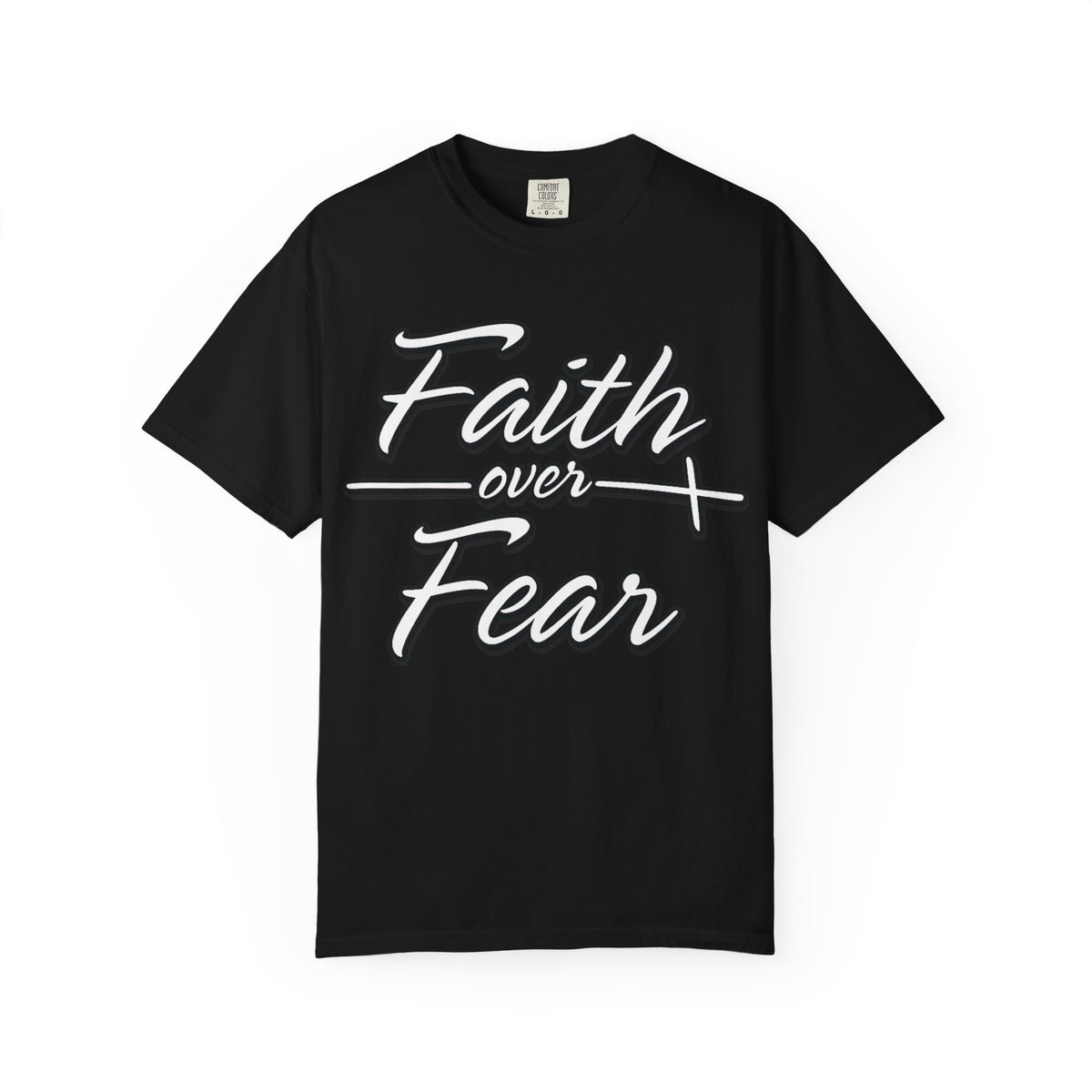 Faith Over Fear T-shirt | Script Cross Typography
