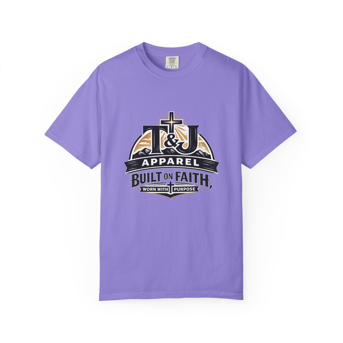 T&J Apparel Built on Faith T-Shirt | Christian Cross Logo Tee