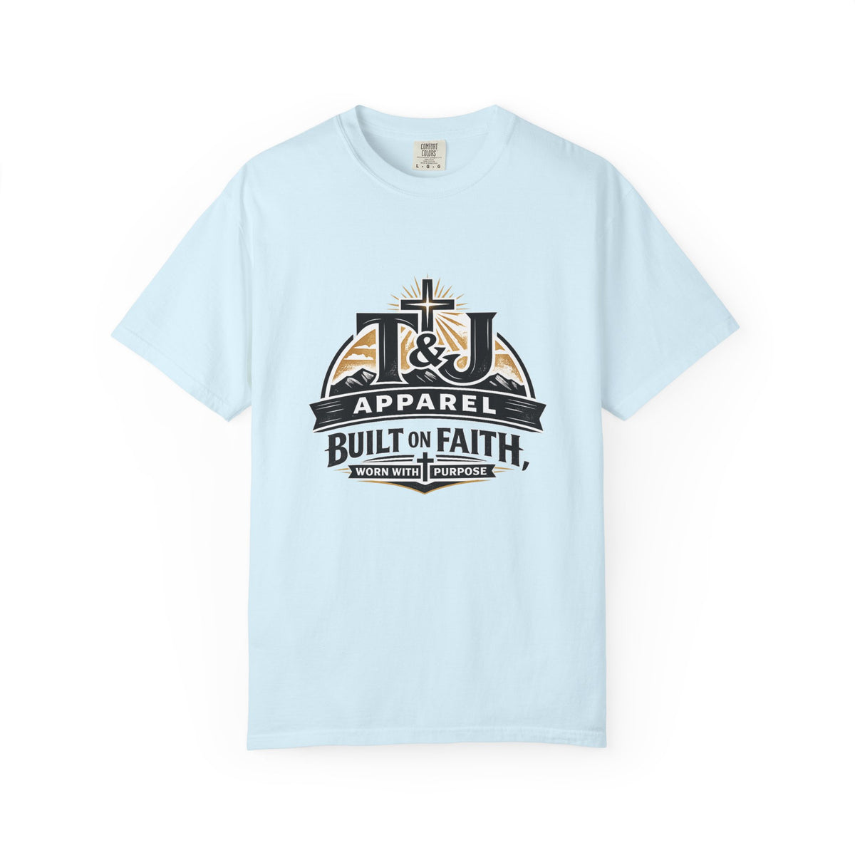 T&J Apparel Built on Faith T-Shirt | Christian Cross Logo Tee