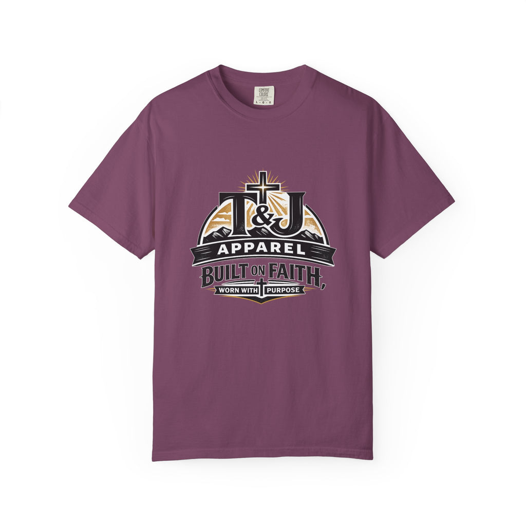 T&J Apparel Built on Faith T-Shirt | Christian Cross Logo Tee