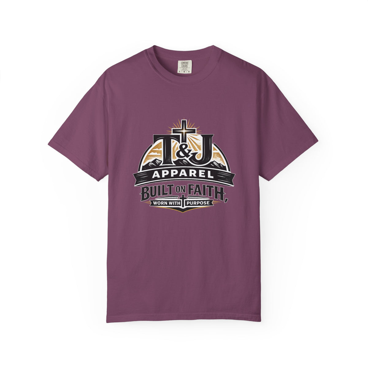 T&J Apparel Built on Faith T-Shirt | Christian Cross Logo Tee