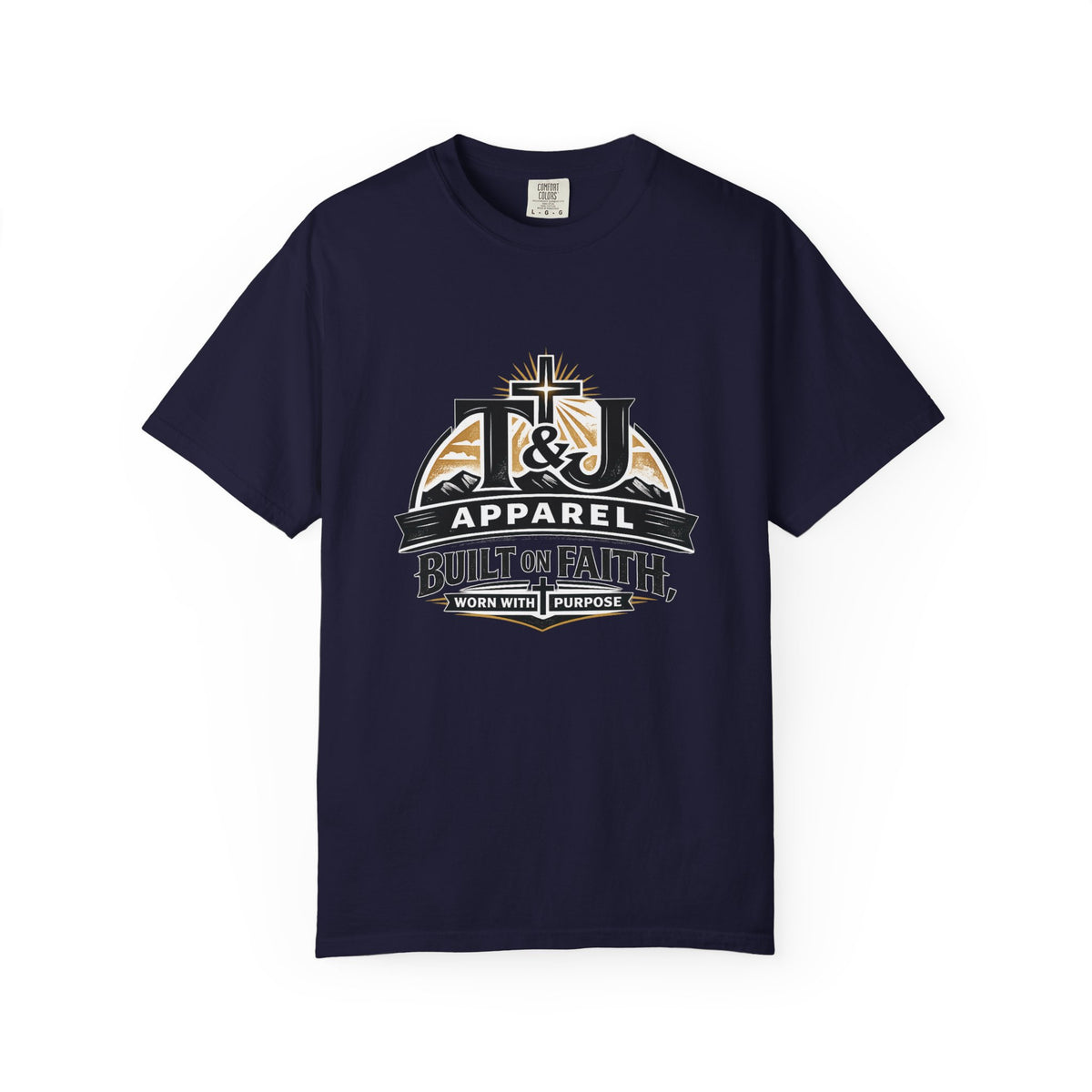 T&J Apparel Built on Faith T-Shirt | Christian Cross Logo Tee
